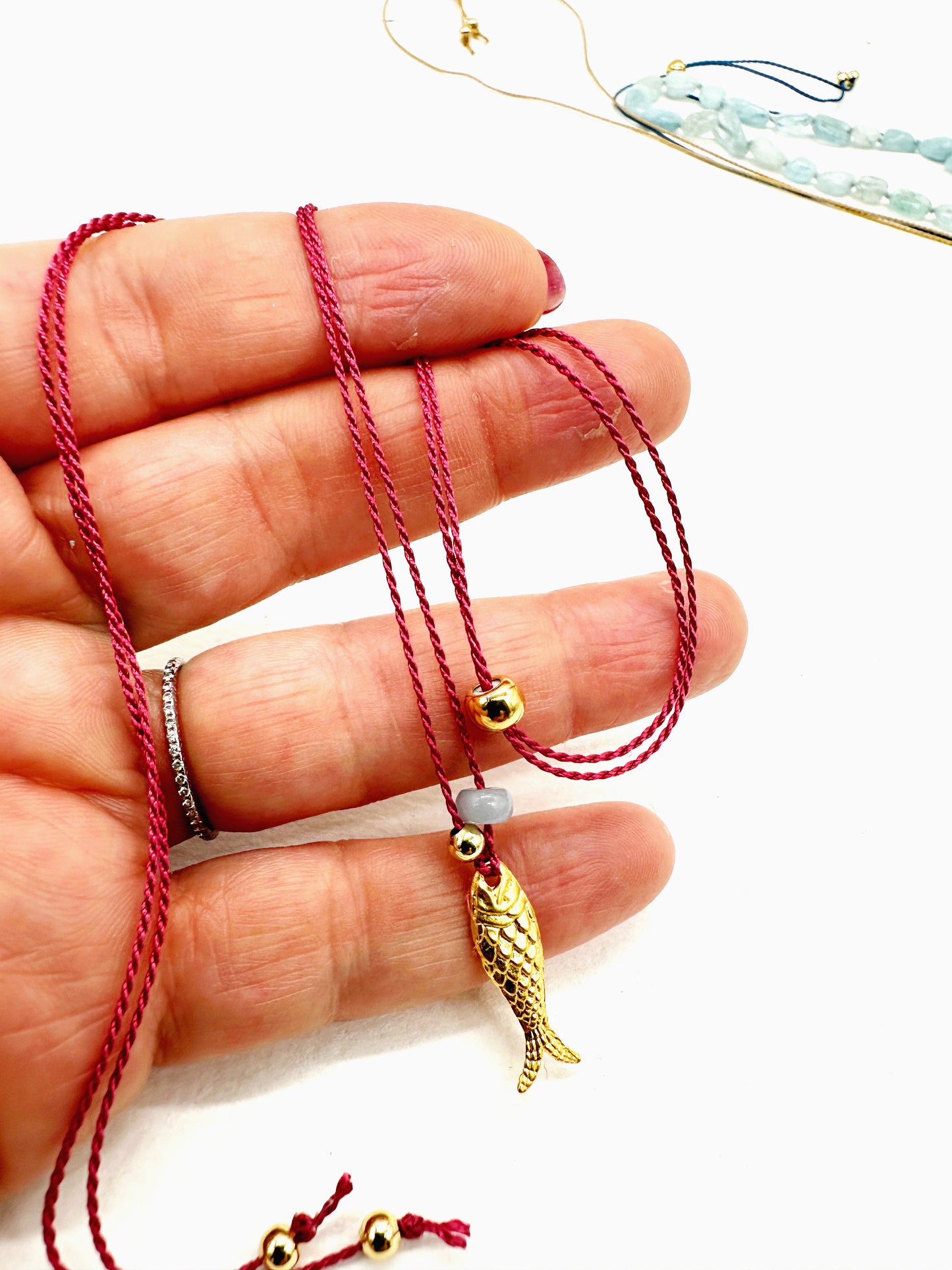 Fish on Garnet Silk