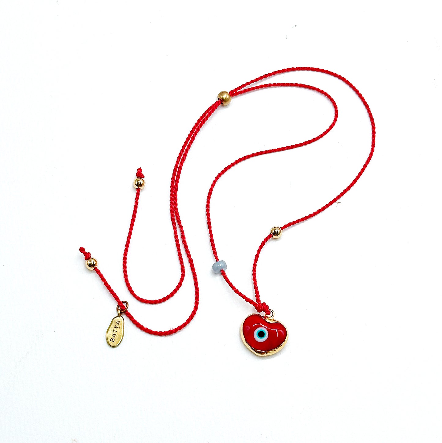 Red Heart Evil Eye on Silk