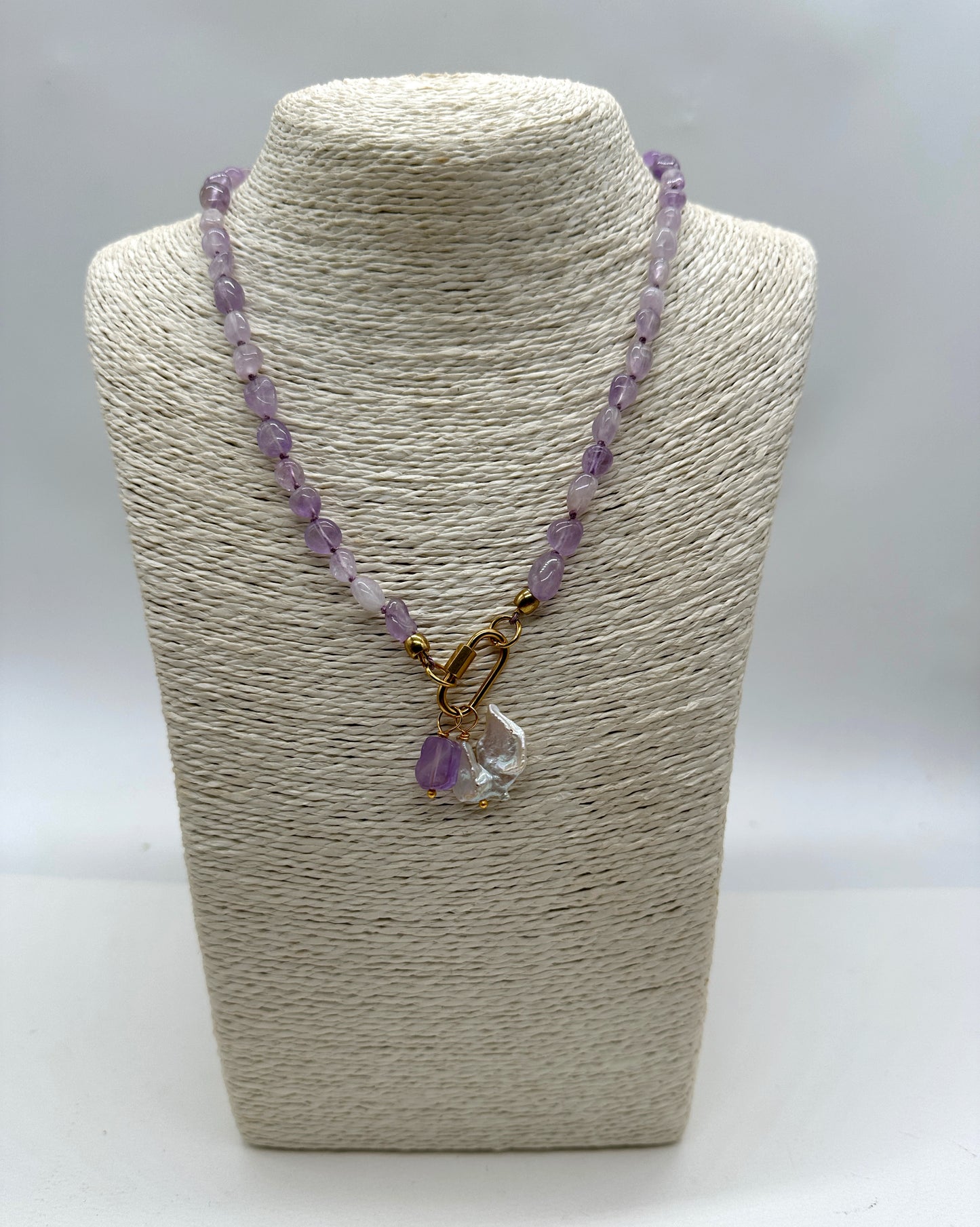 February Birthstone - Lilac Rose De France Amethyst Gemstone Necklace