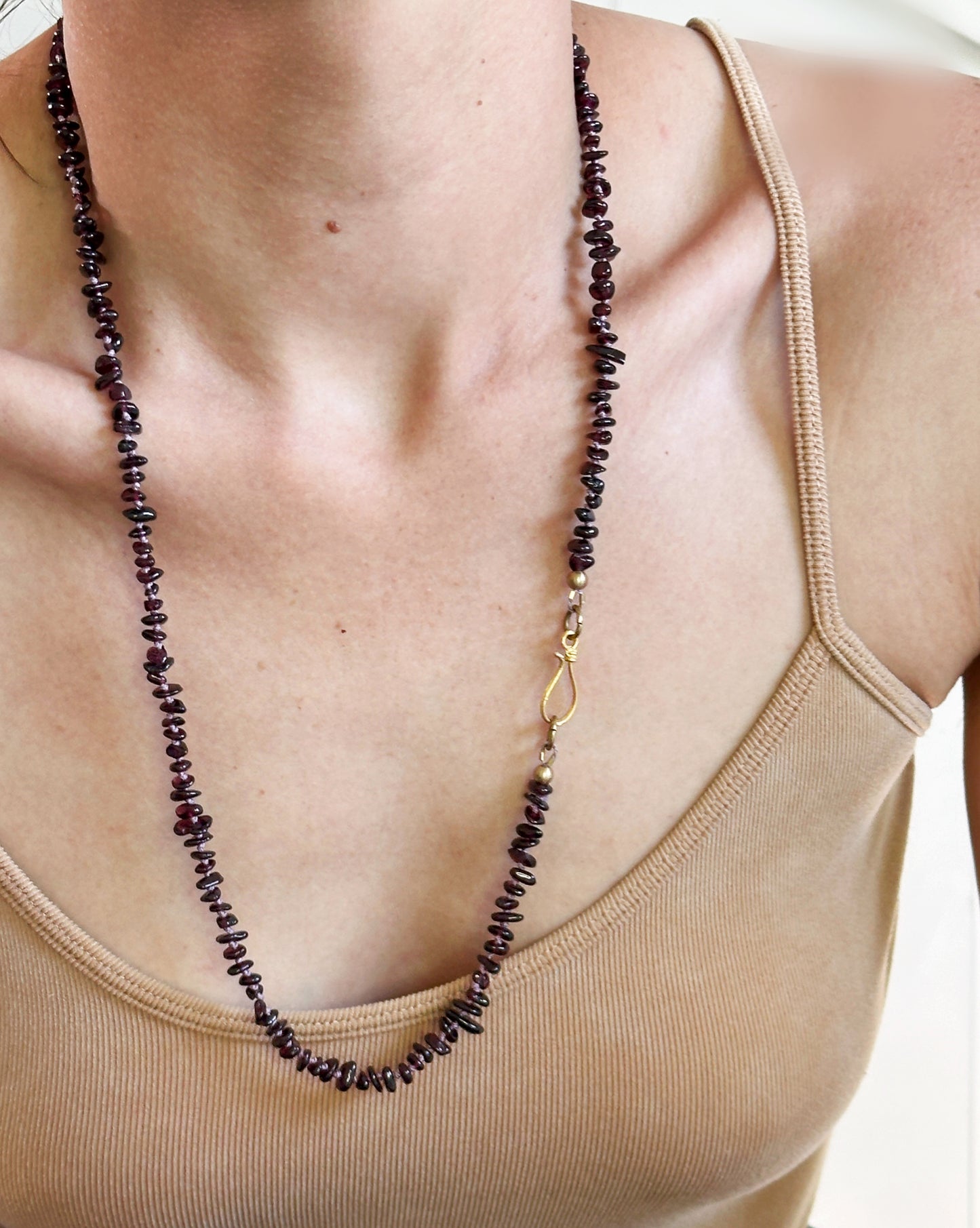 January Birthstone - Long Garnet Gemstone Necklace