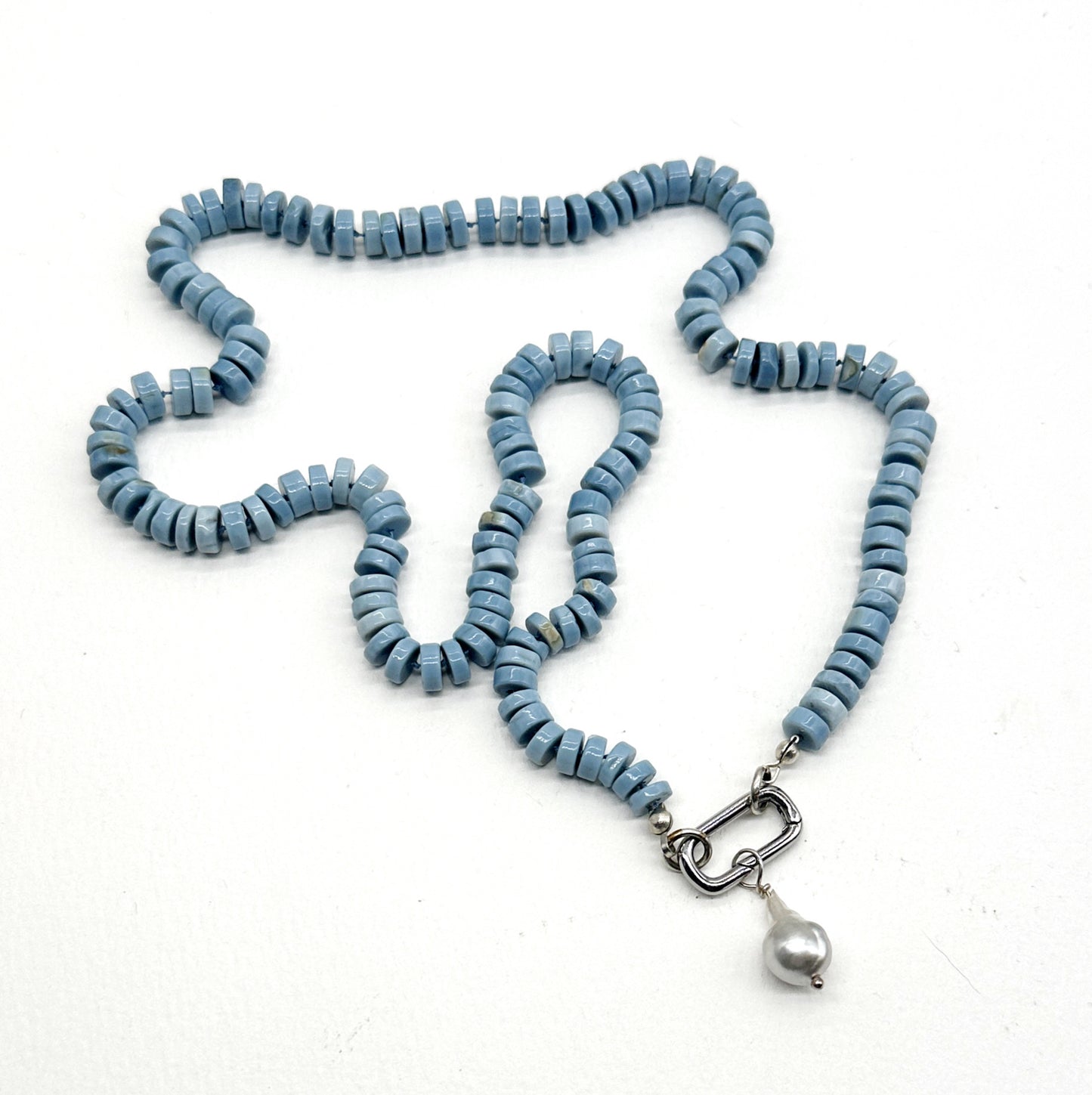 Blue Opal Heishi Gemstone Necklace