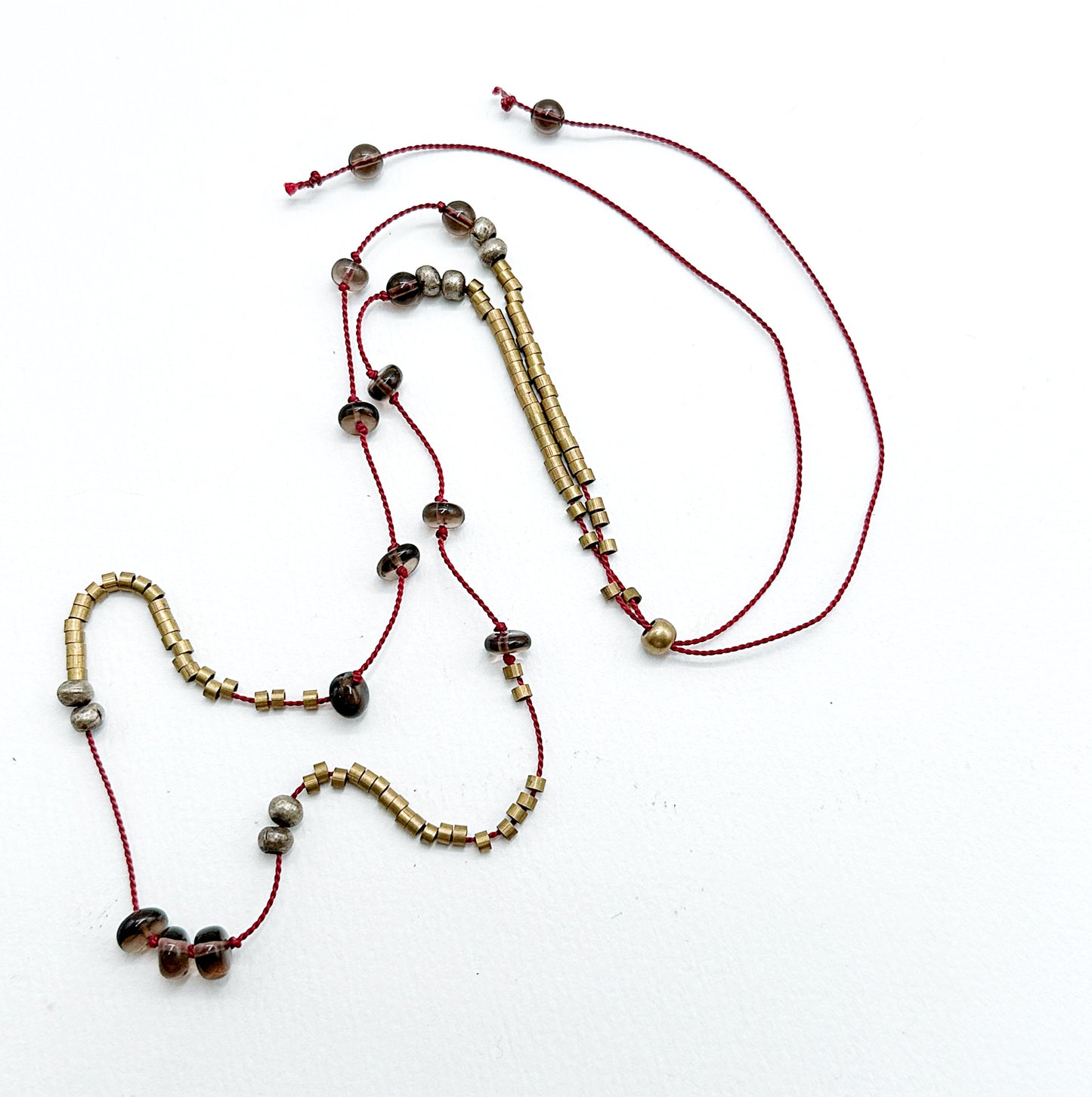 Garnet Silk & Smokey Topaz Necklace