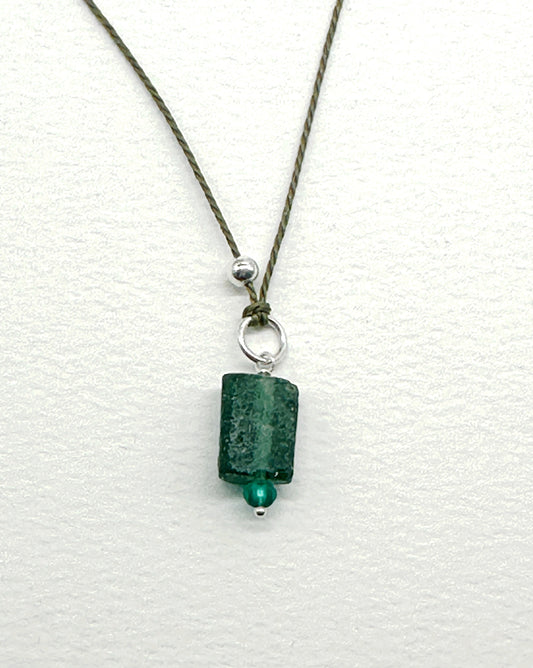 Ancient Roman Amulet Necklace - Forest Green Sterling