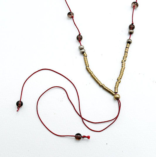 Garnet Silk & Smokey Topaz Necklace