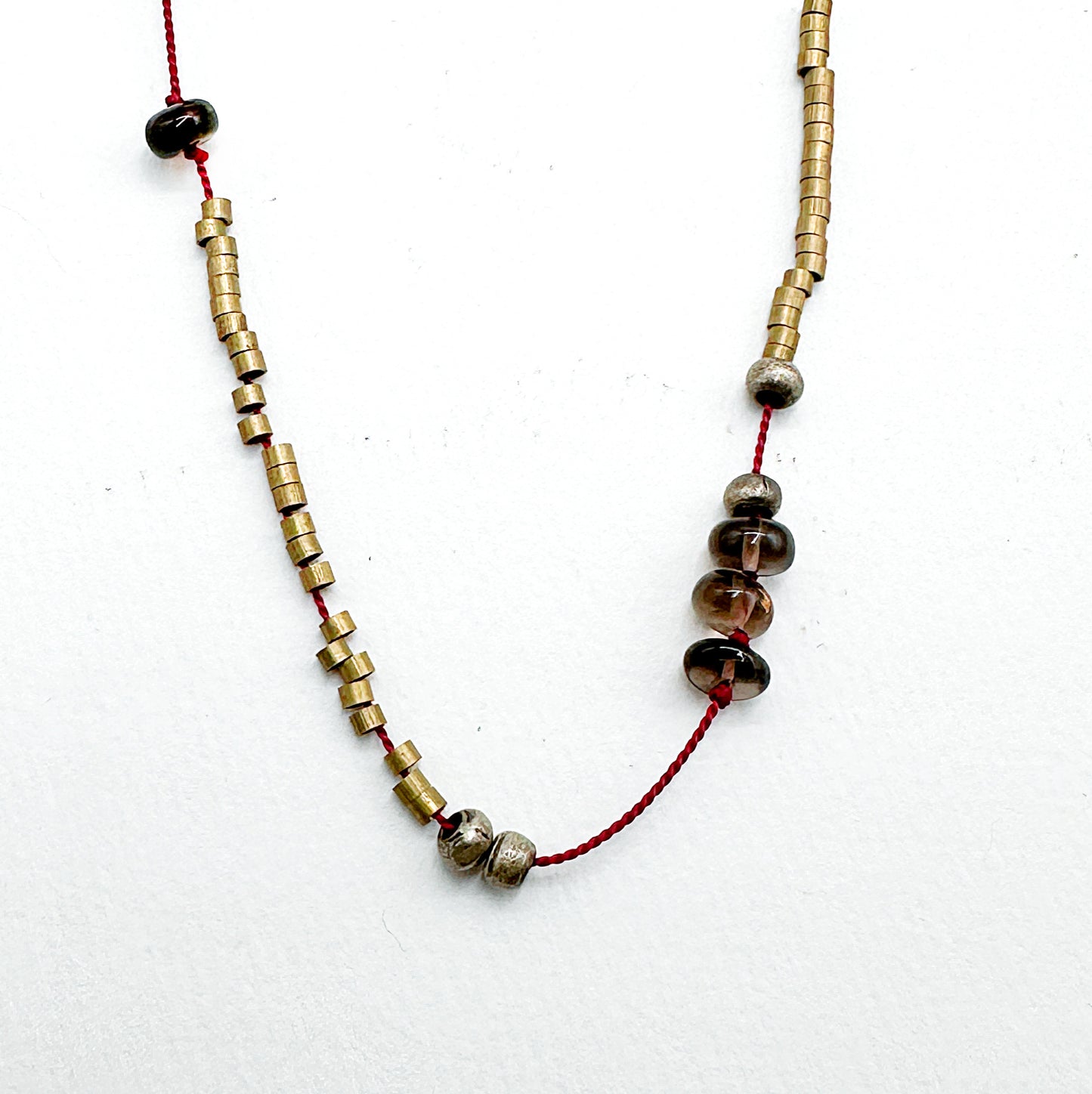 Garnet Silk & Smokey Topaz Necklace