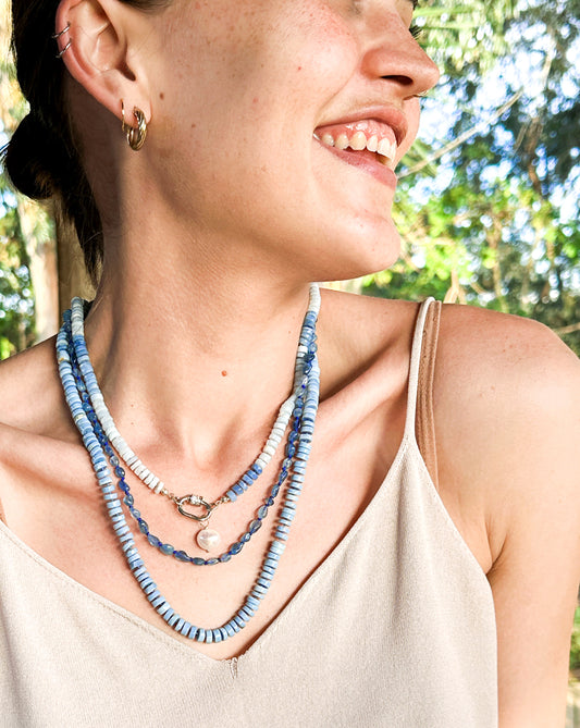 Blue Opal Heishi Gemstone Necklace