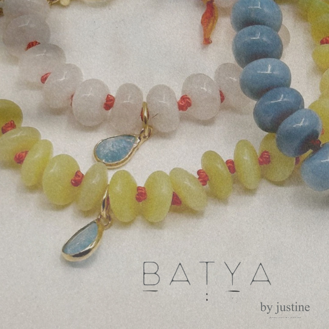 Blue Opal - Red Silk Gemstone Bracelets